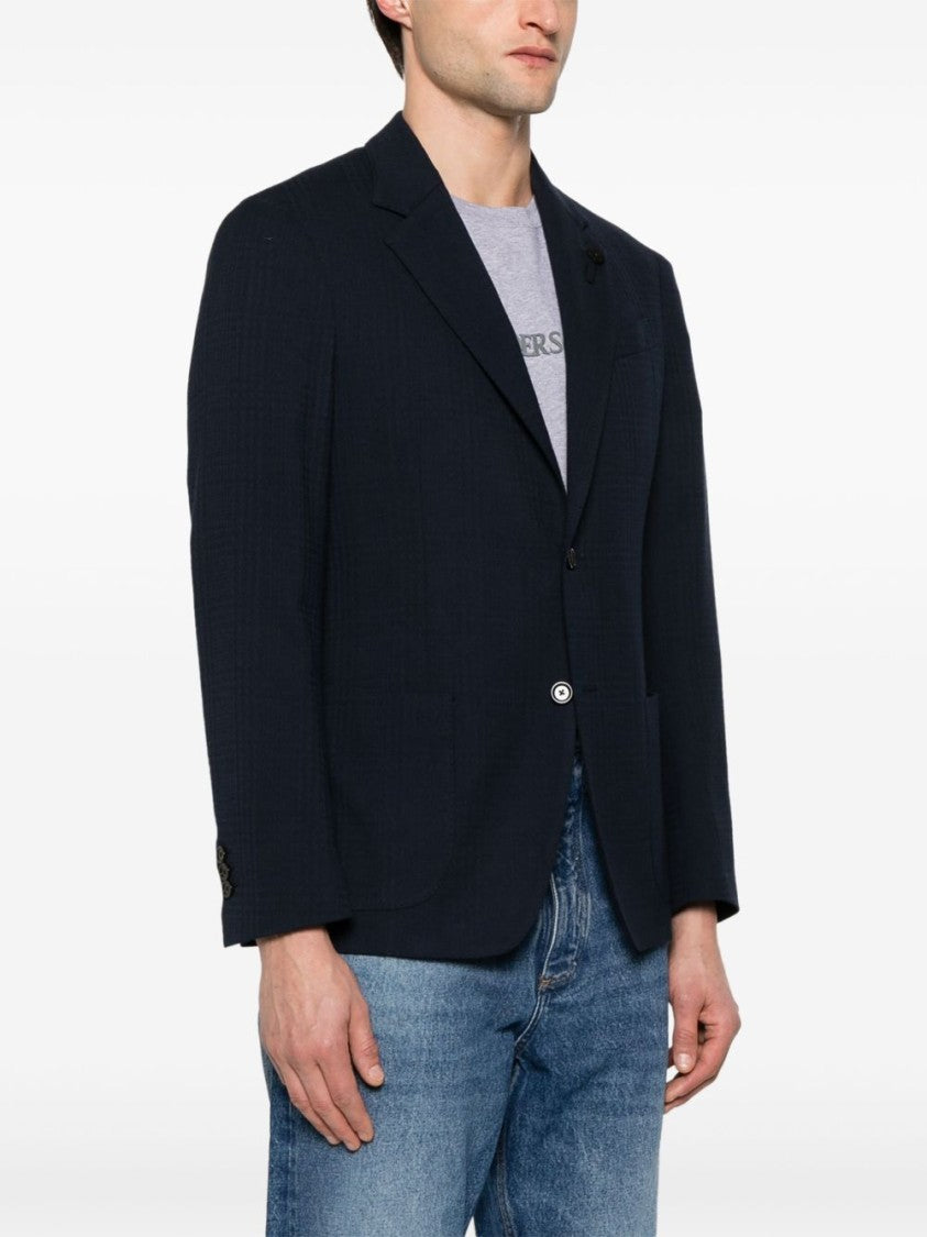 Lardini Navy Blue Tailored Jacket With Functional Pockets