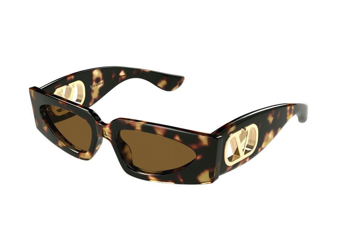 Valentino Gold Vg0001s Tortoiseshell Oversized Rectangular Sunglasses