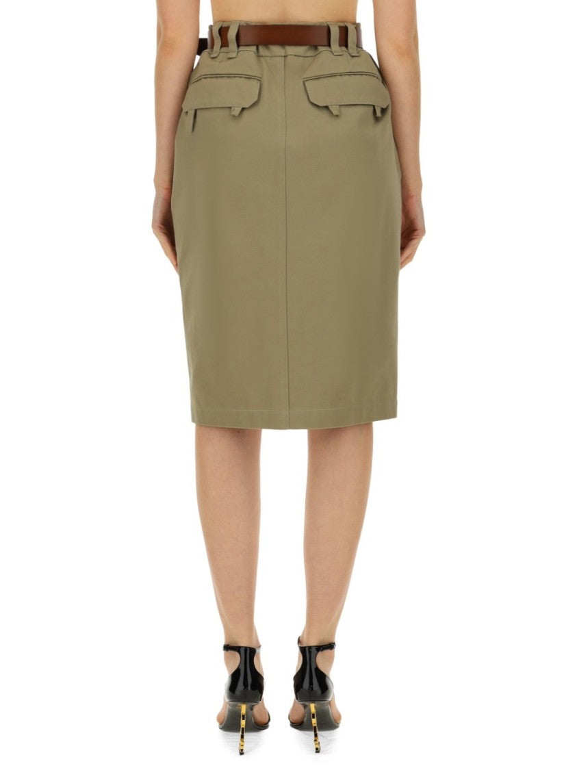 Saint Laurent Knee-Length Tailored Pencil Skirt With Pleat Detail