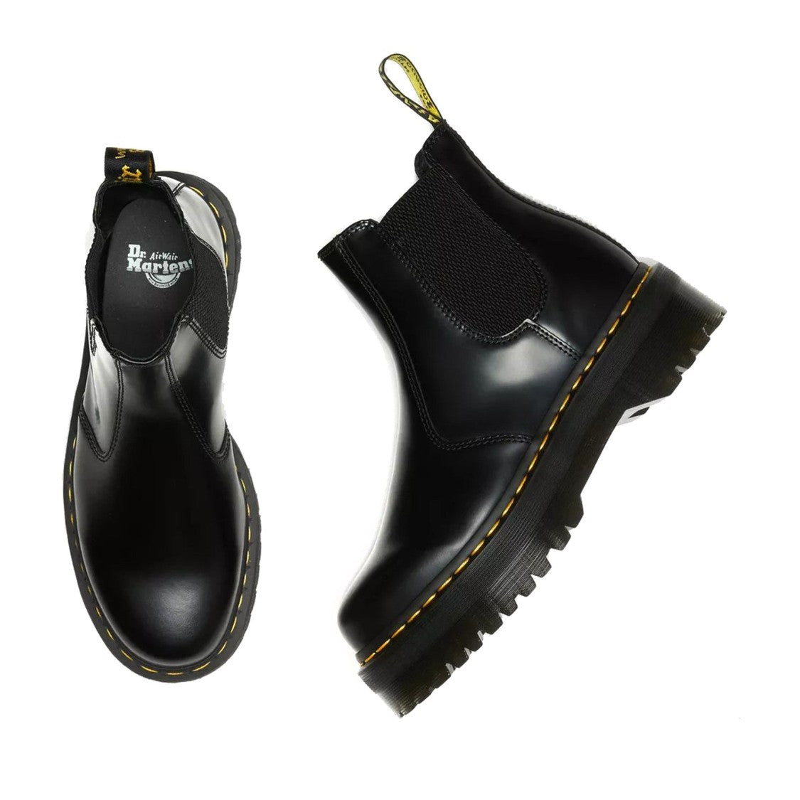 Dr. Martens Black 2976 Quad Smooth Chunky Platform Leather Ankle Boots