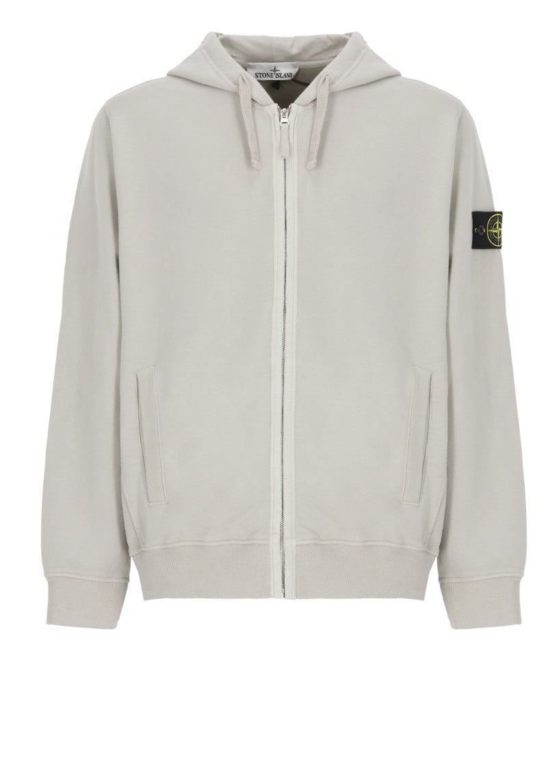 Stone Island Hooded Cotton Zip Sweatshirt