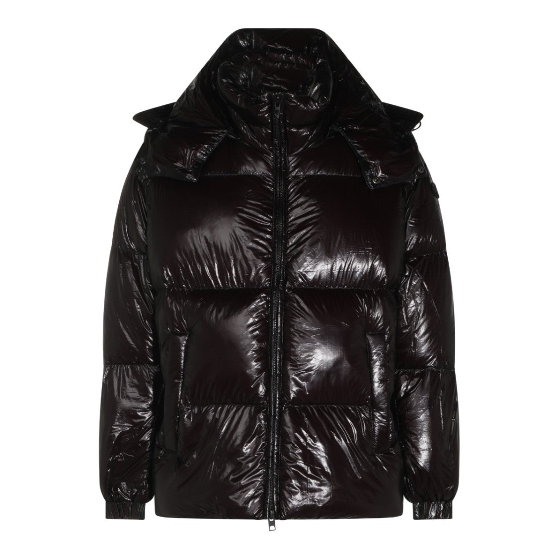 Diesel Shiny Black Quilted Down Jacket With Hood