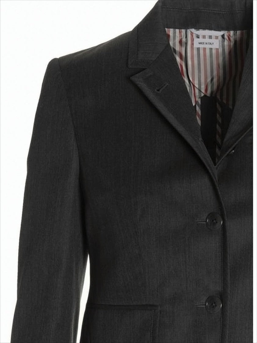 Thom Browne Tailored Grey Wool Jacket With Notched Lapels And Elegant Lining