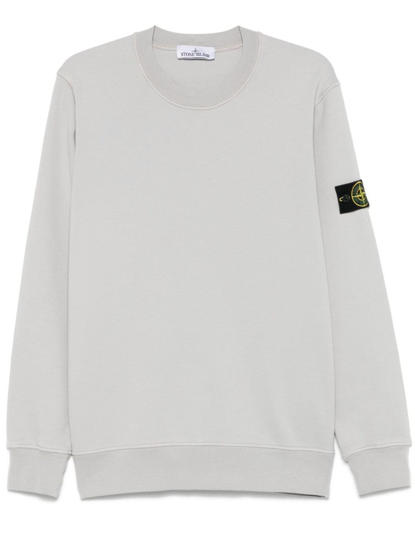 Stone Island Organic Cotton Fleece Sweatshirt With Logo Badge