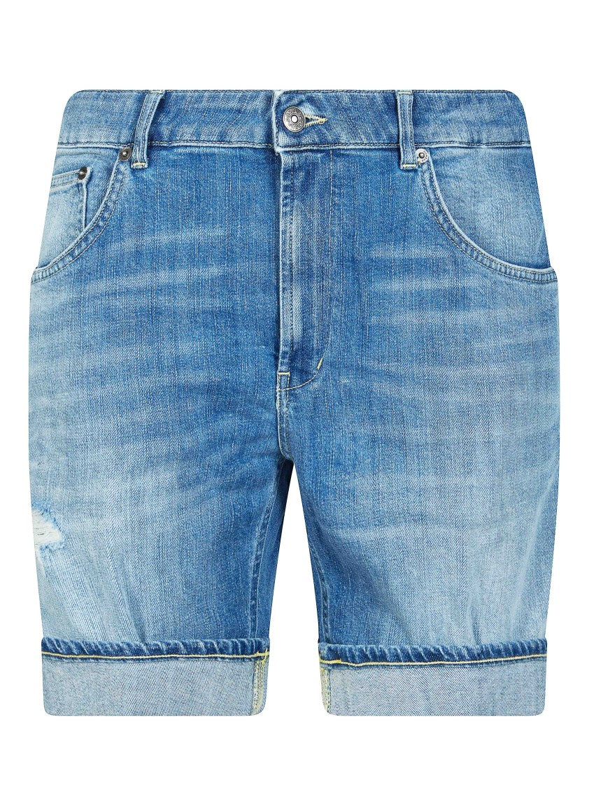 Dondup Light Blue Denim Distressed Shorts