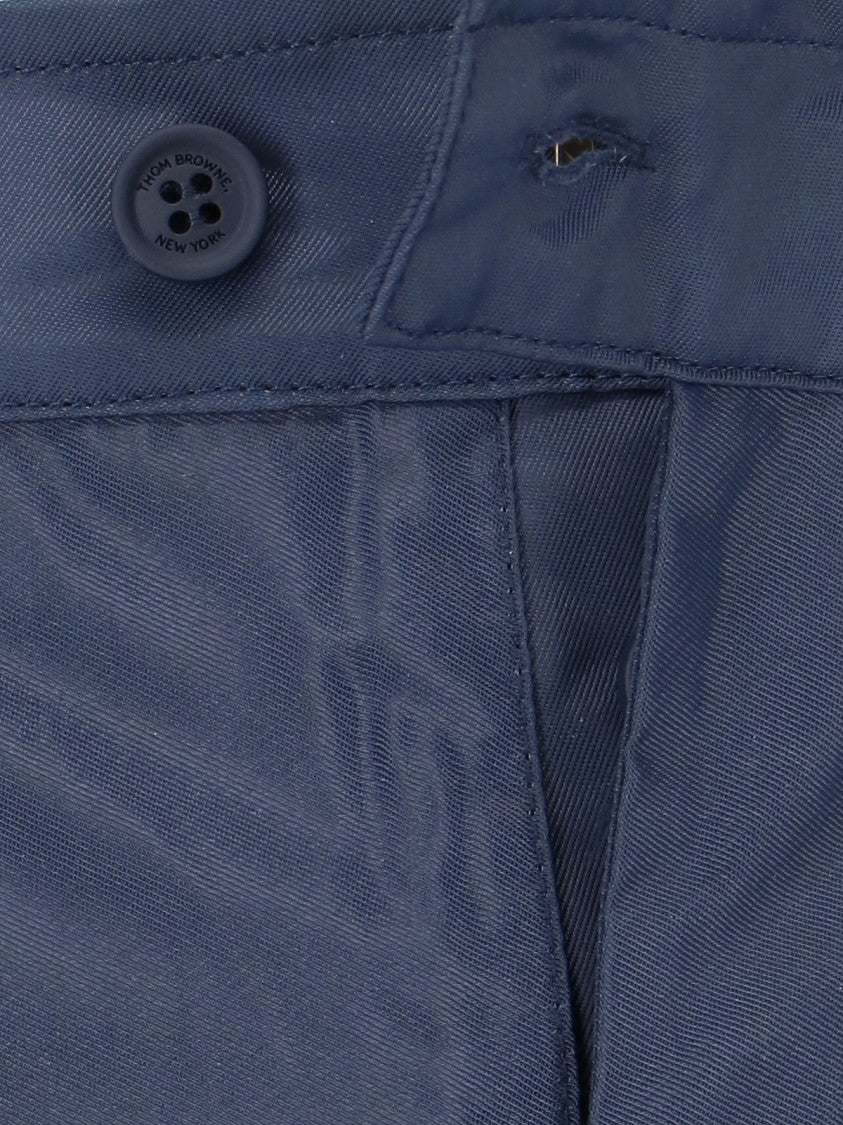 Thom Browne Navy Blue Shorts With White 4-Bar Stripe Detail