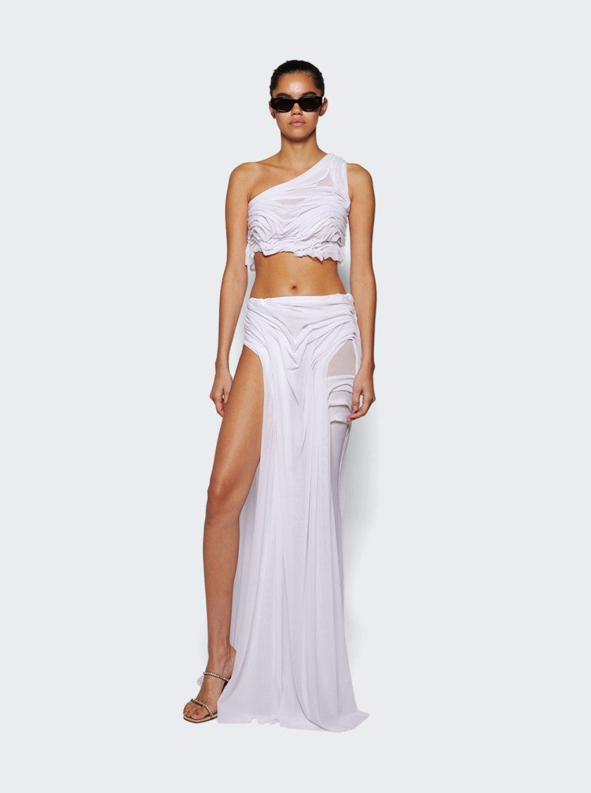 Di Petsa Long Wetlook Gradient Skirt White