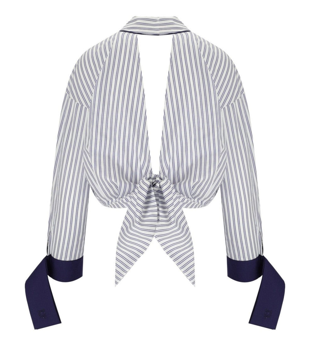 Elisabetta Franchi Oltremare Striped Cropped Shirt