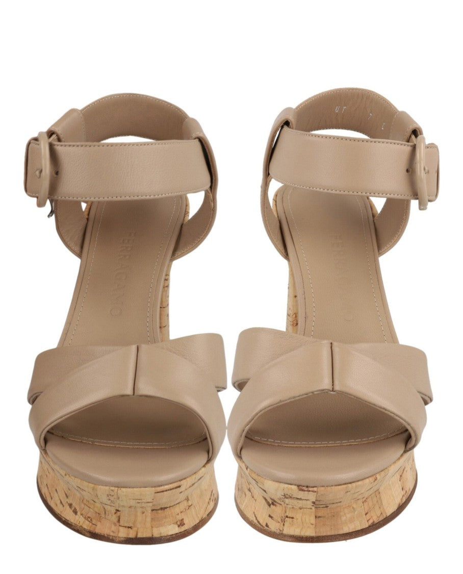 Ferragamo Ain 85 Cork Platform Sandals