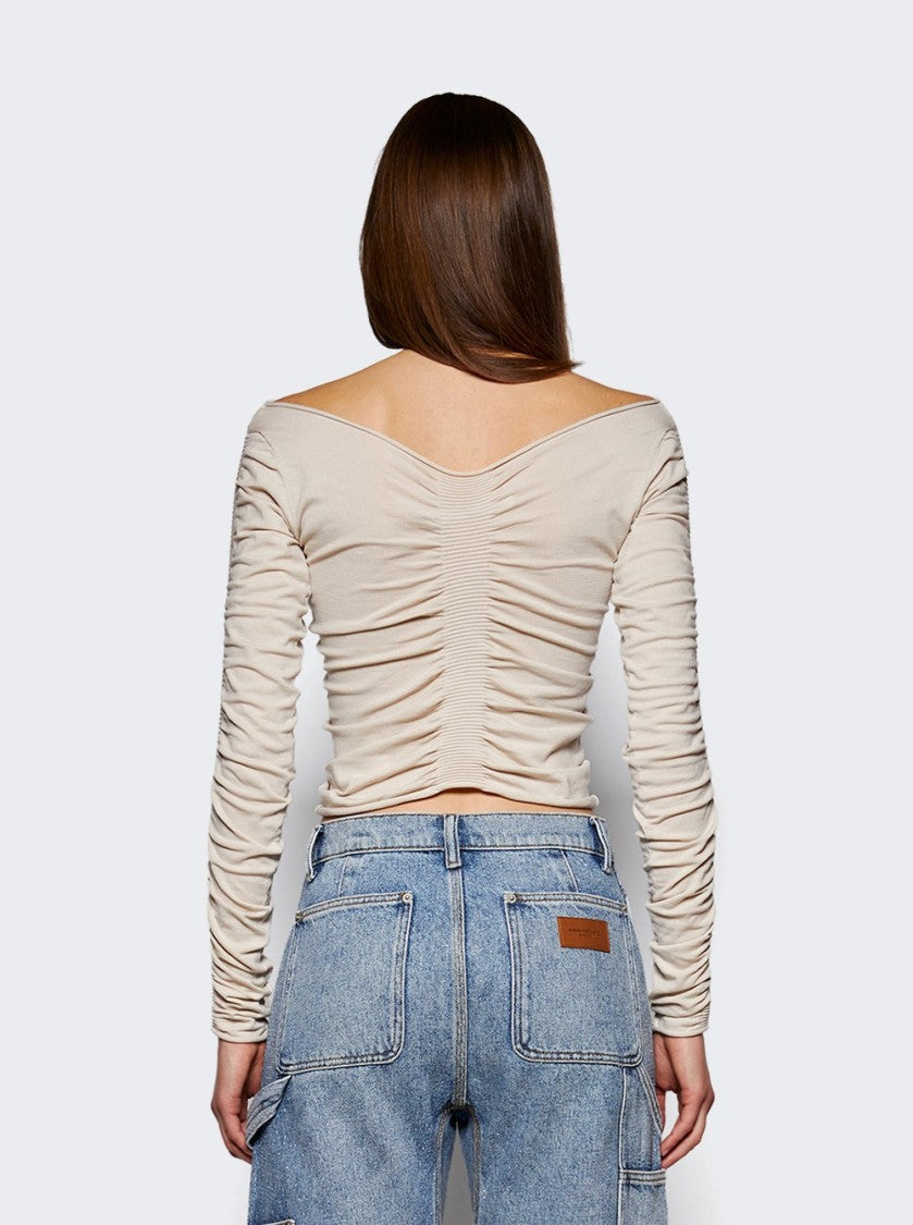 Alexander Wang V Neck Ruched Pullover Cement