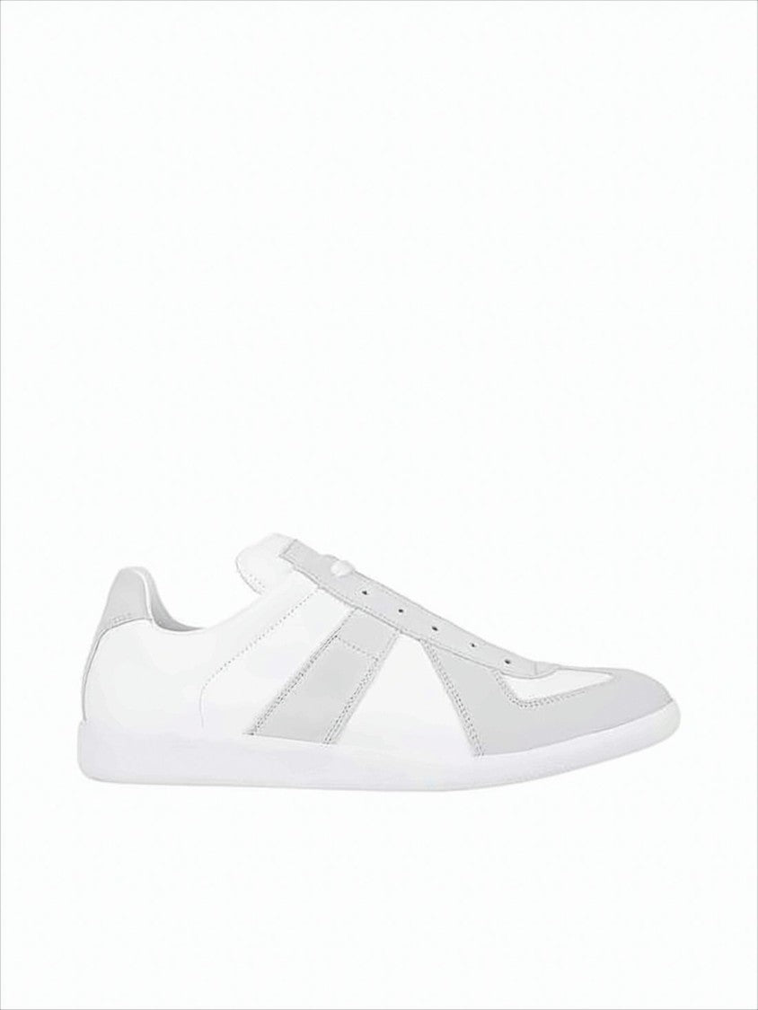 Maison Margiela Minimalist White Low-Top Sneakers With Suede