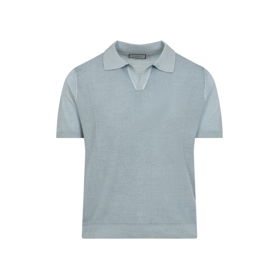Canali Wool-Silk Blend Polo Shirt With V-Notch Detail