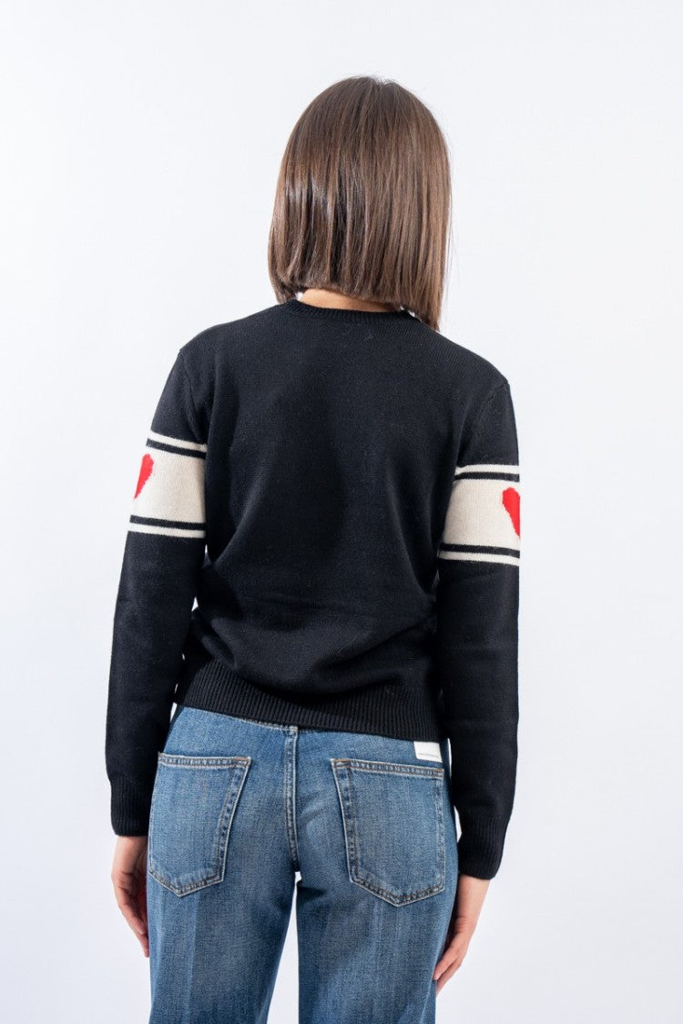 Mc2 Saint Barth Modern Black Sweater With Bold Text