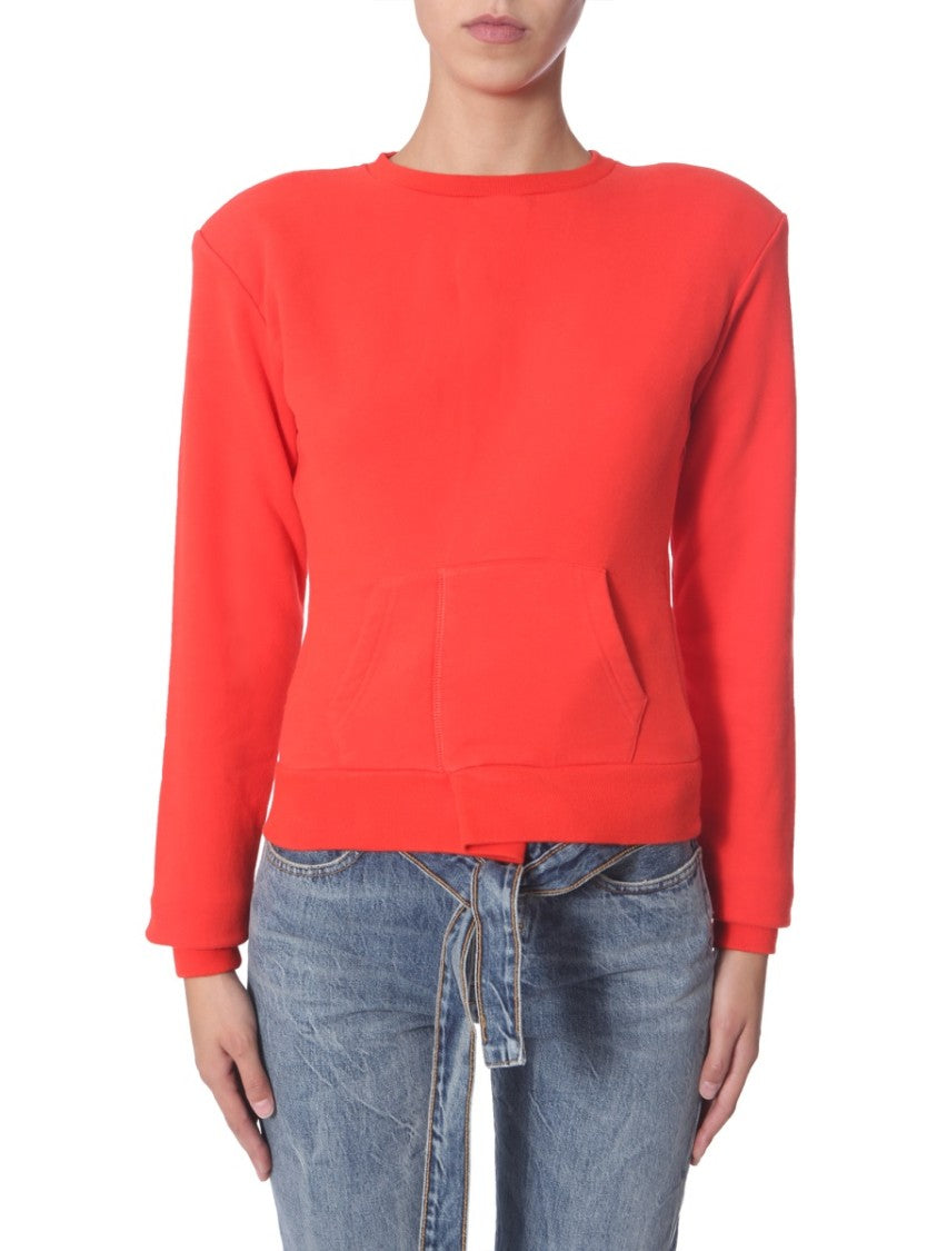 Unravel Project Asymmetrical Red Crew Neck Sweatshirt