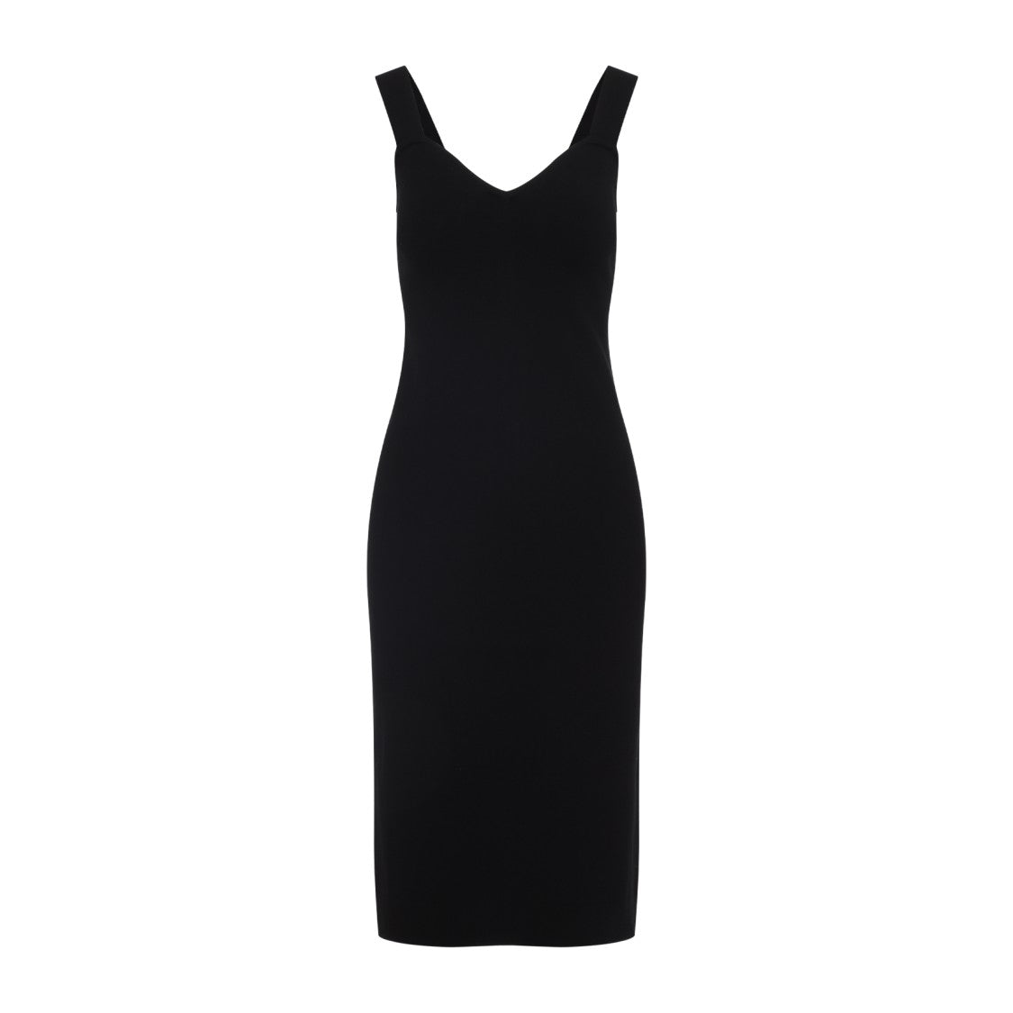 Max Mara Black Midi Dress With Flattering V-Neckline