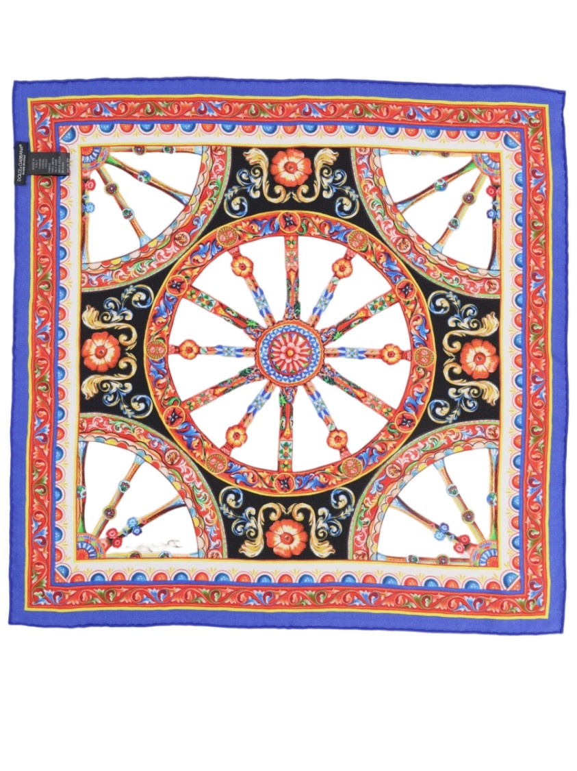 Dolce & Gabbana Wheel Motif Square Silk Scarf