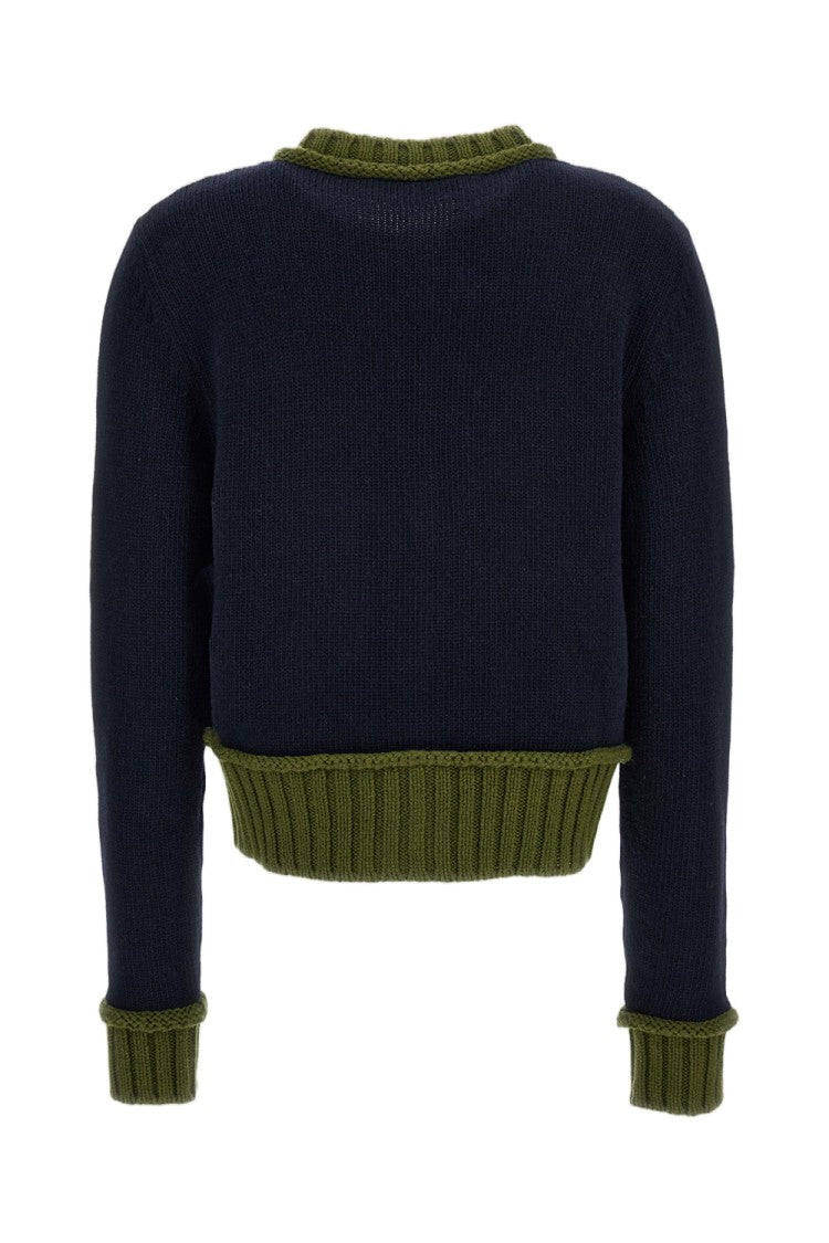 Marni Blue Crew-Neck Boxy Fit Cardigan