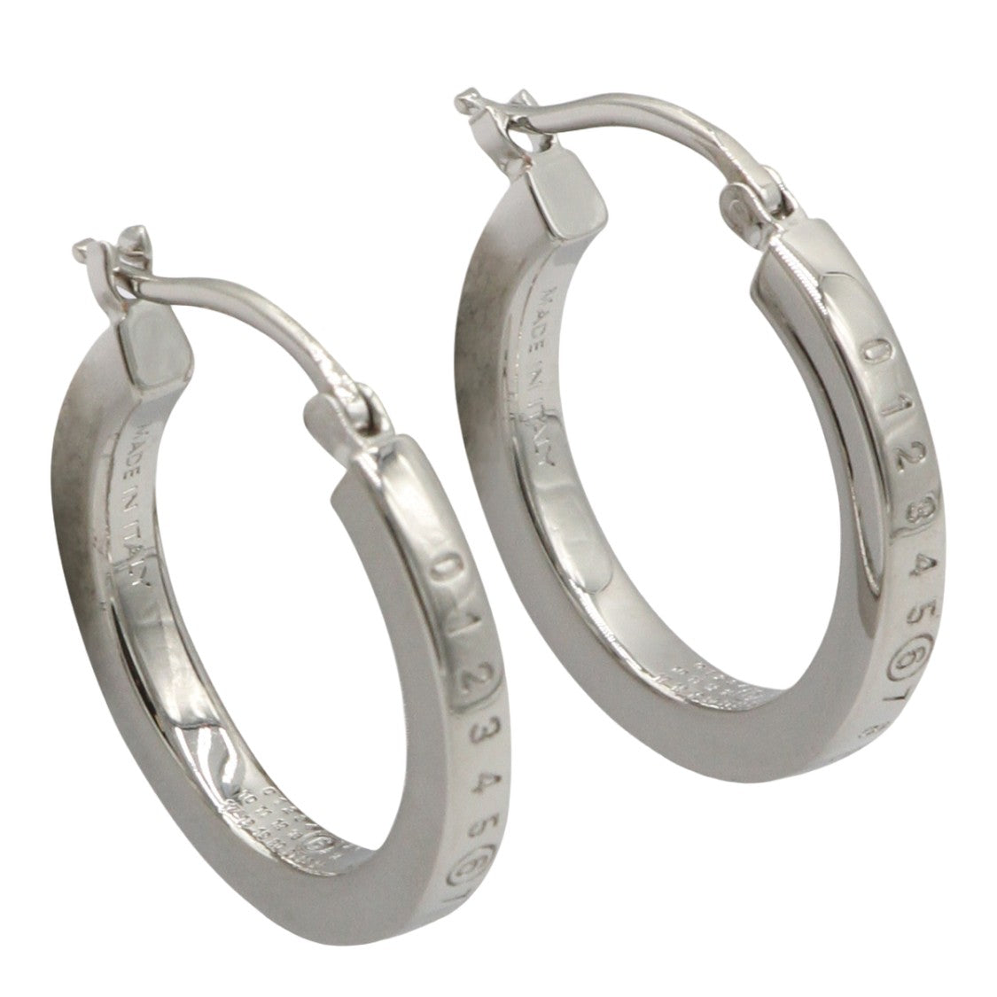 Mm6 By Maison Margiela Polished Silver-Tone Hoop Earrings With Engraved Detail