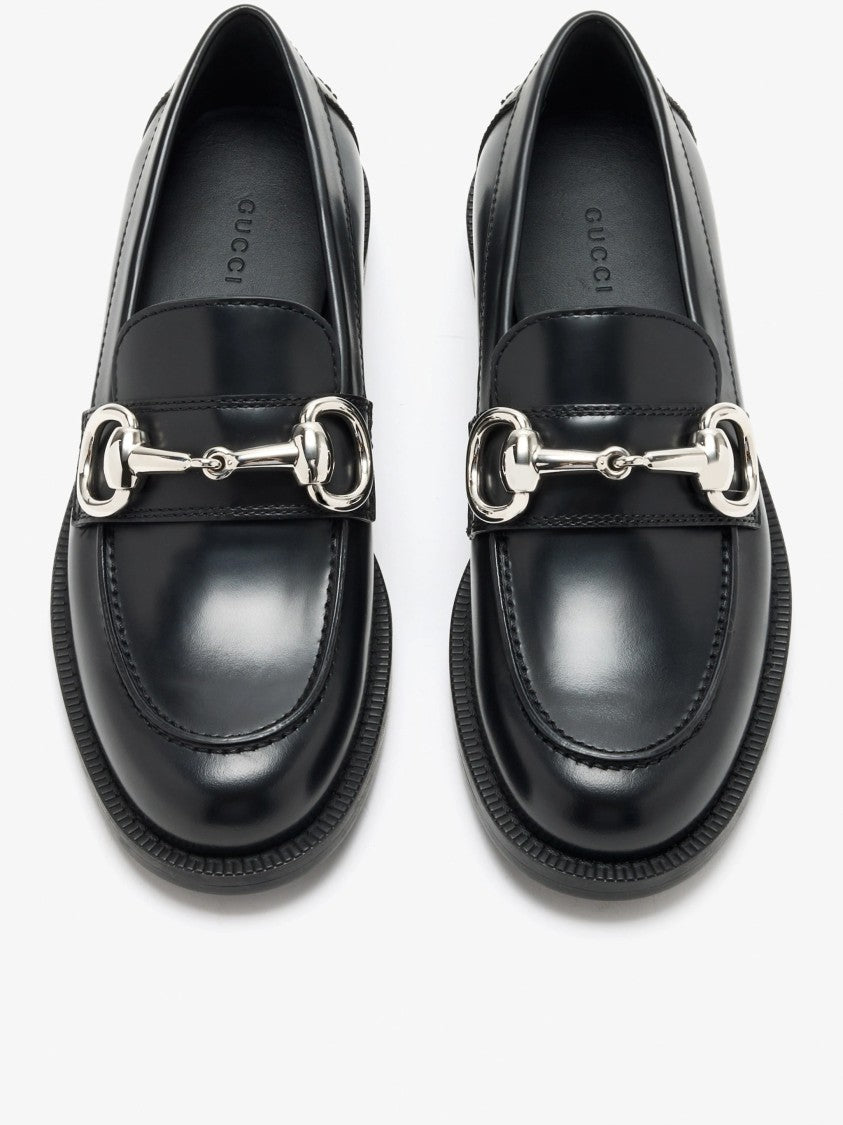 Gucci Polished Leather Moccasin With Silver Horsebit Detail