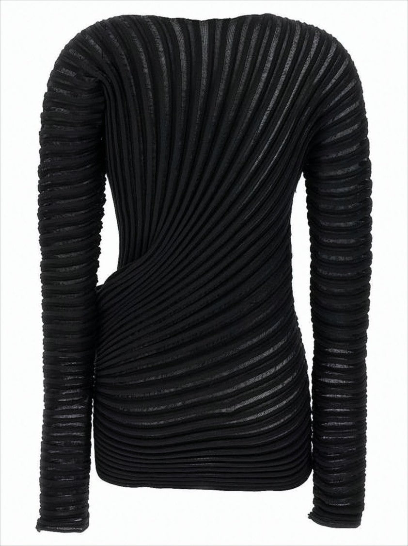 Issey Miyake Textured Long-Sleeve Top With Draped Detail