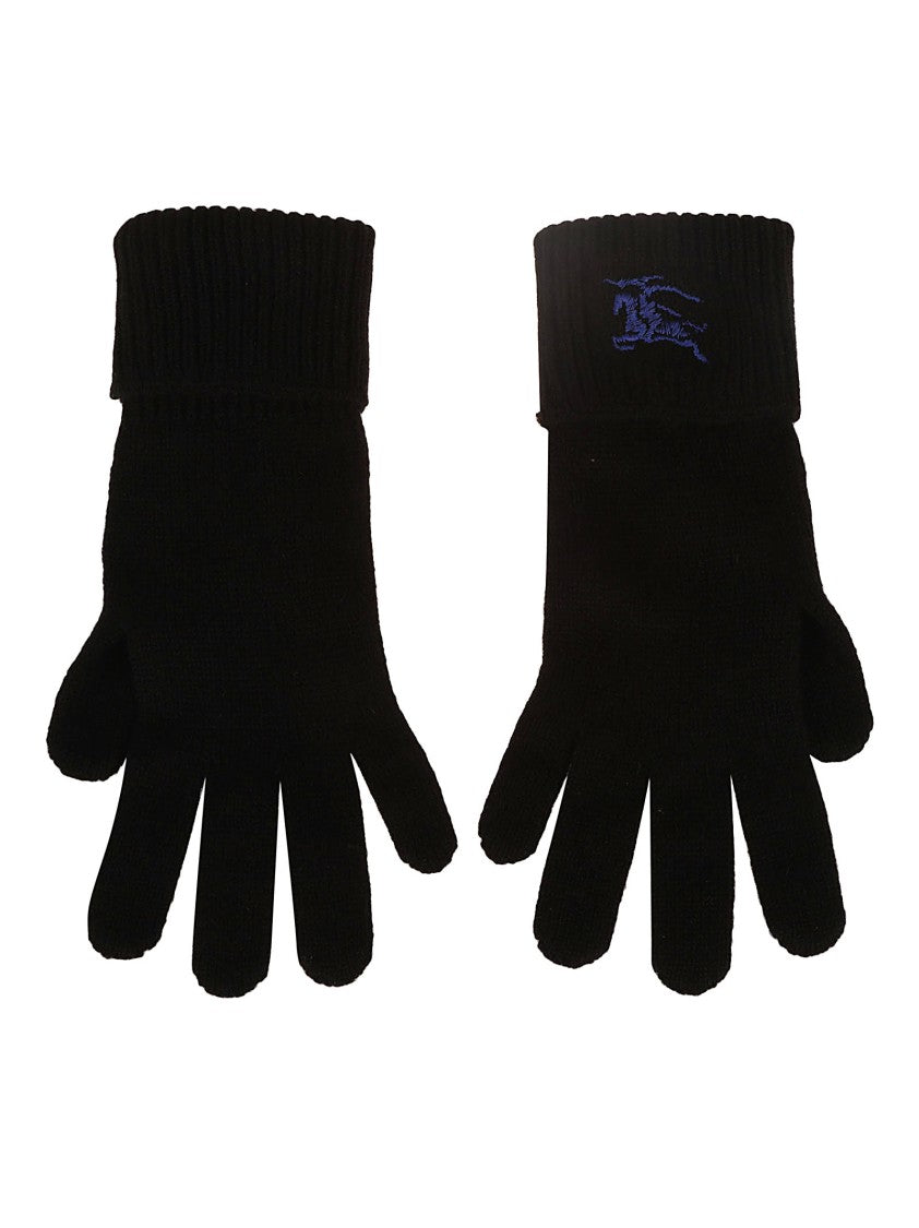 Burberry Black Cashmere Gloves With Ribbed Cuff