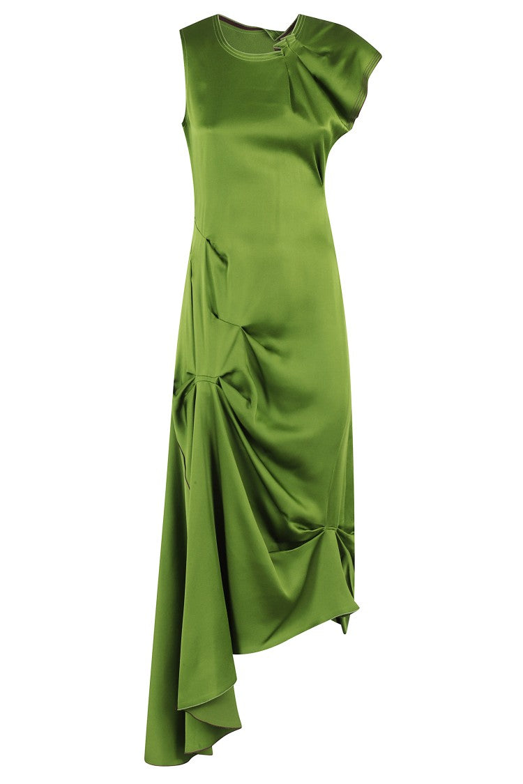 Victoria Beckham Draped Pleat Detail Midi Dress