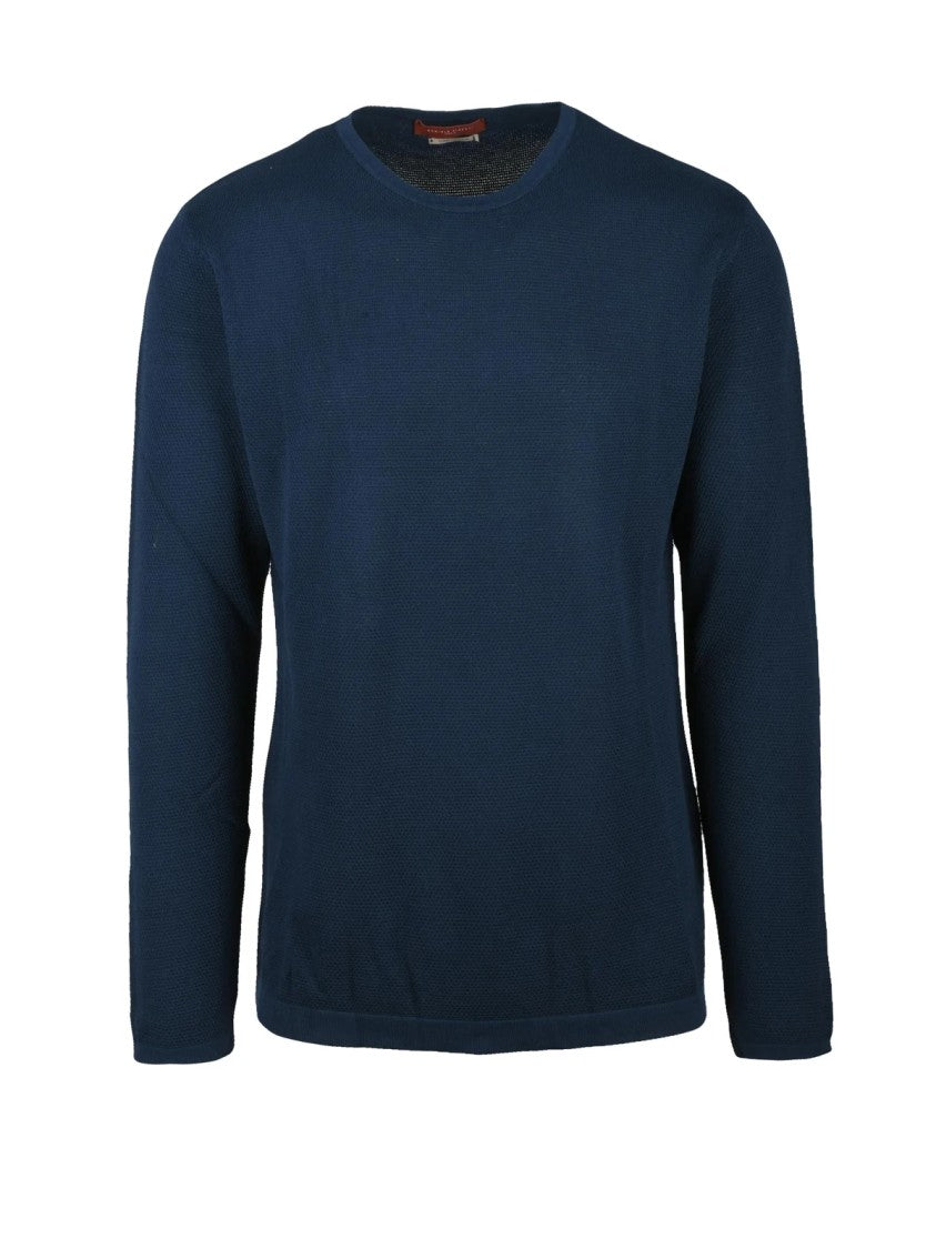 Daniele Fiesoli Blue Fine-Knit Cotton Sweater