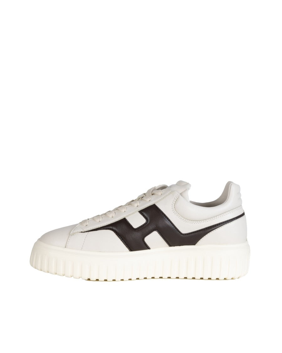 Hogan White/Brown H-Stripes Sneakers