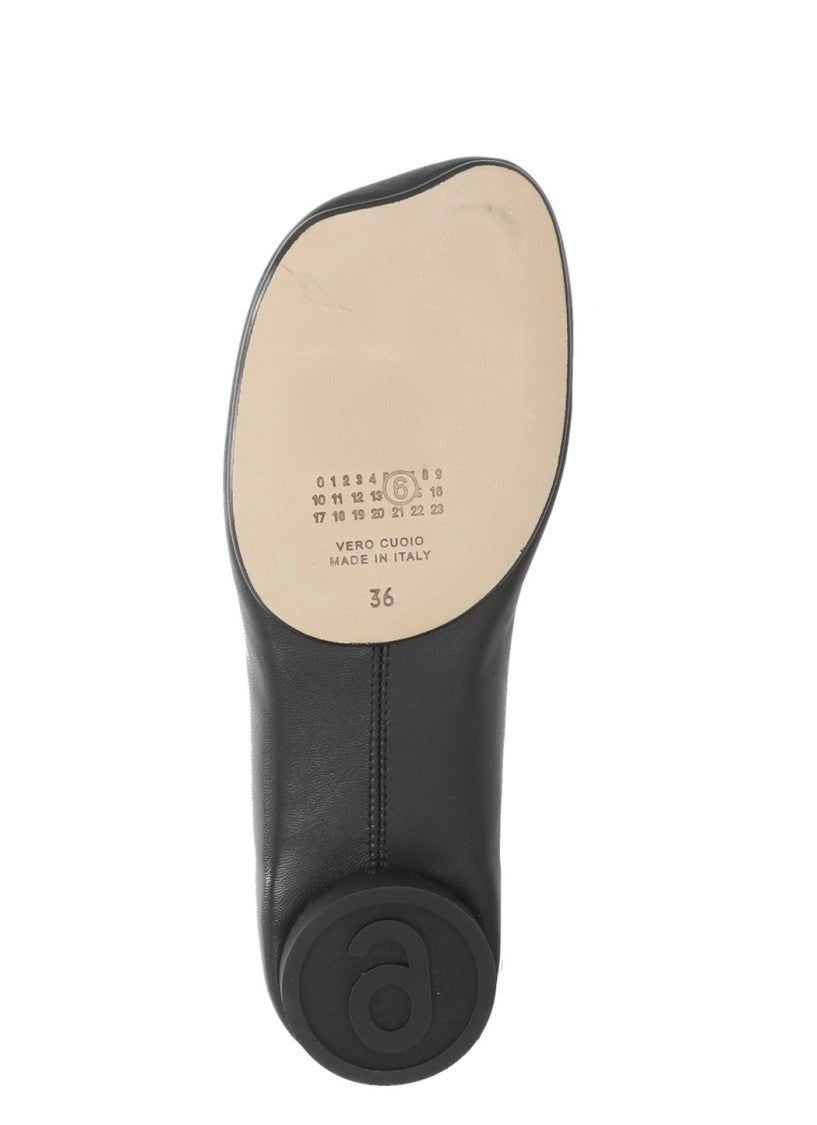 Mm6 By Maison Margiela Squared Toe Leather Ballerinas