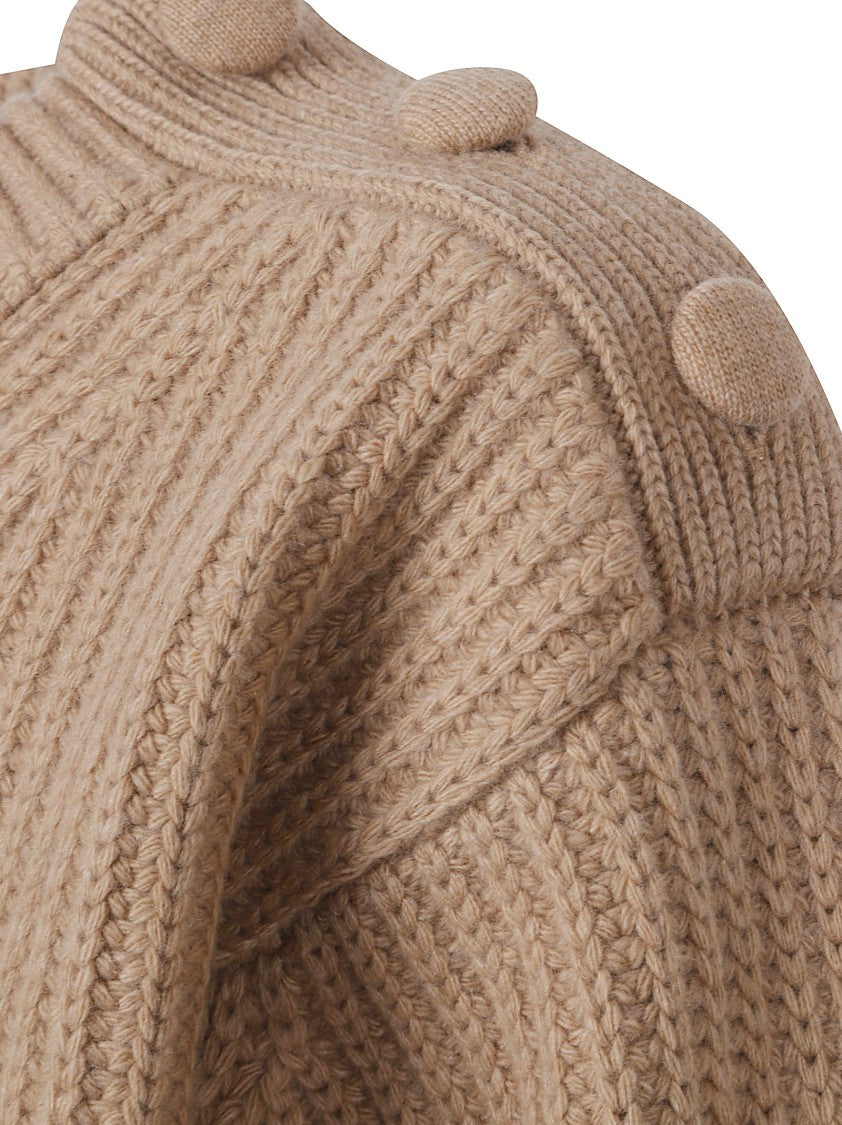 Chloé Wool Cashmere-Blend Lace Trim Turtleneck