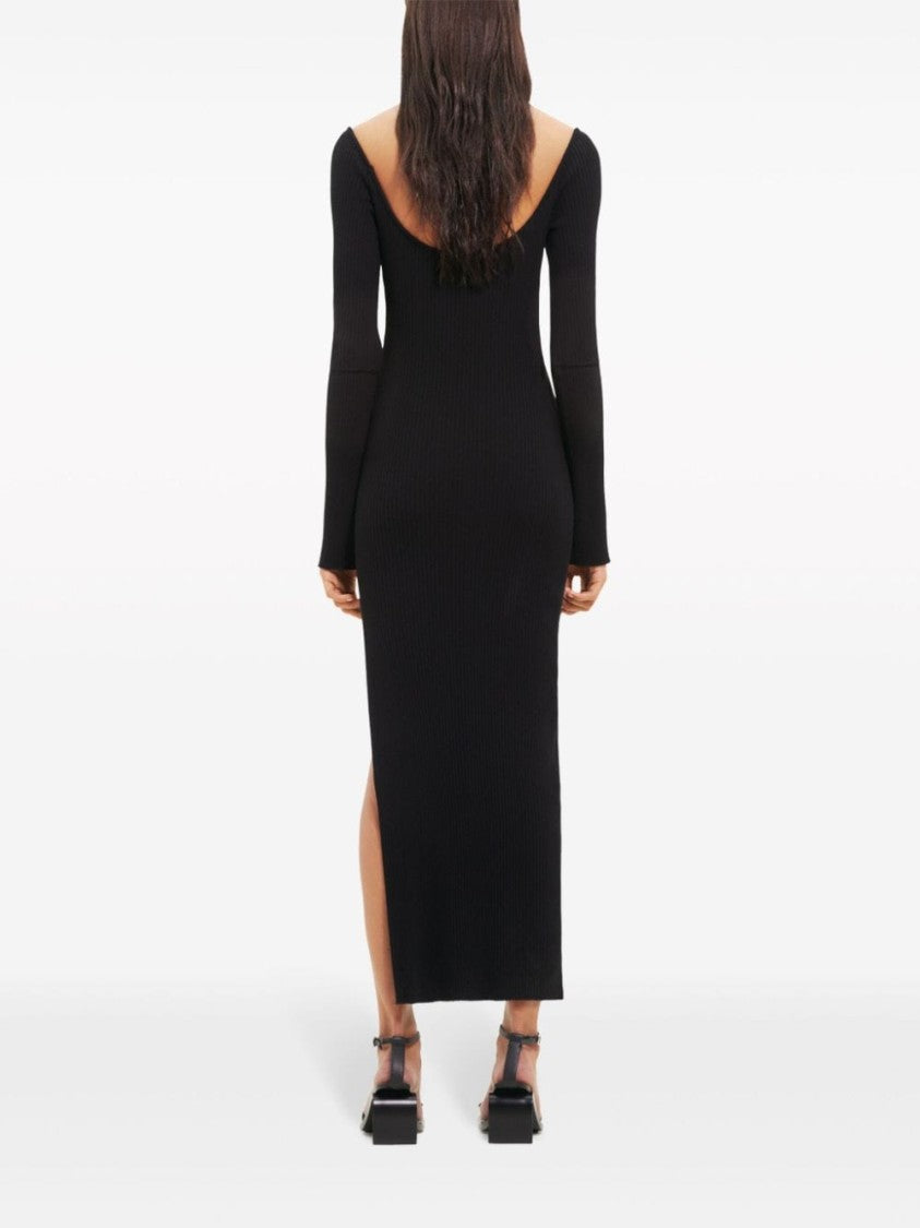 Courrèges Off-Shoulder Black Jersey Dress