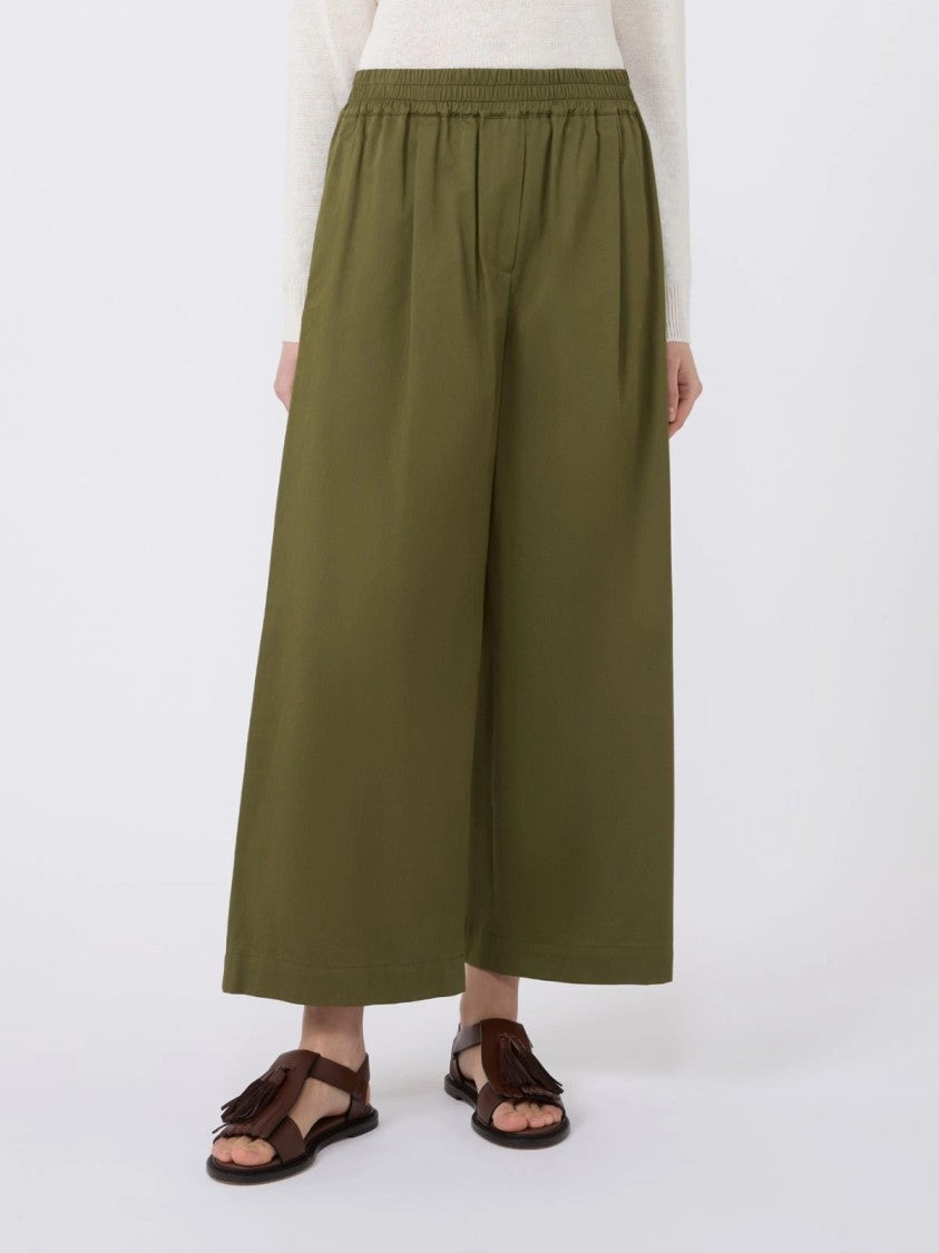 Max Mara Pleated Wide-Leg Cropped Pants With Comfortable Elastic Waistband