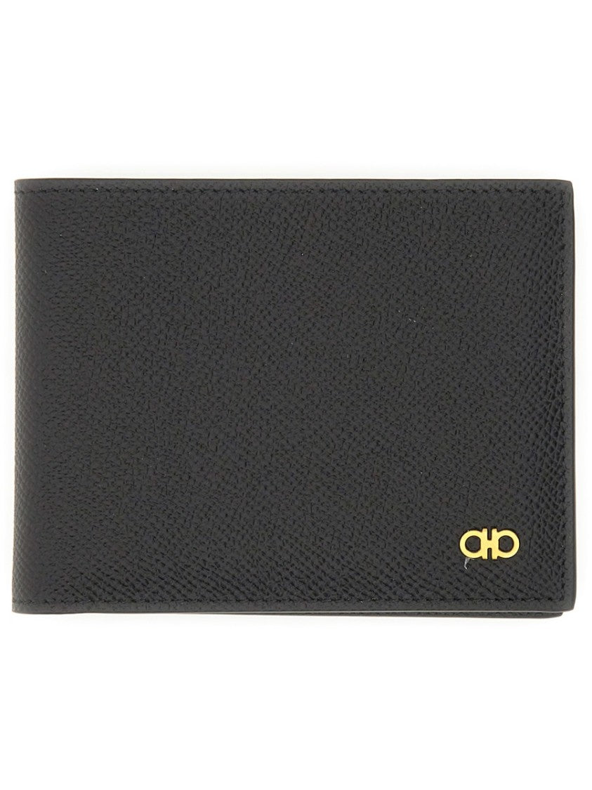 Ferragamo Black Calfskin Gancini Wallet
