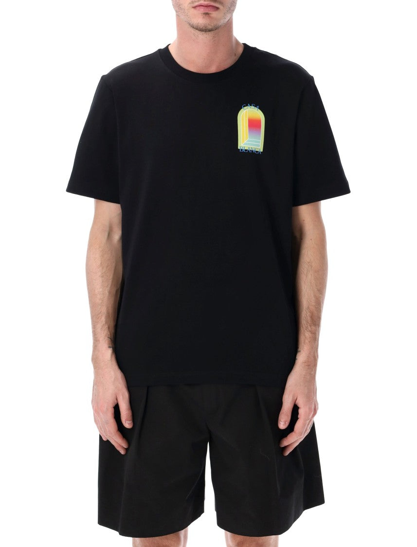 Casablanca L’Arche Printed Lime & Yellow T-Shirt In Black
