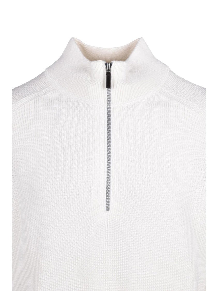 Kangra Extrafine Merino Wool Zip Mock Neck Sweater