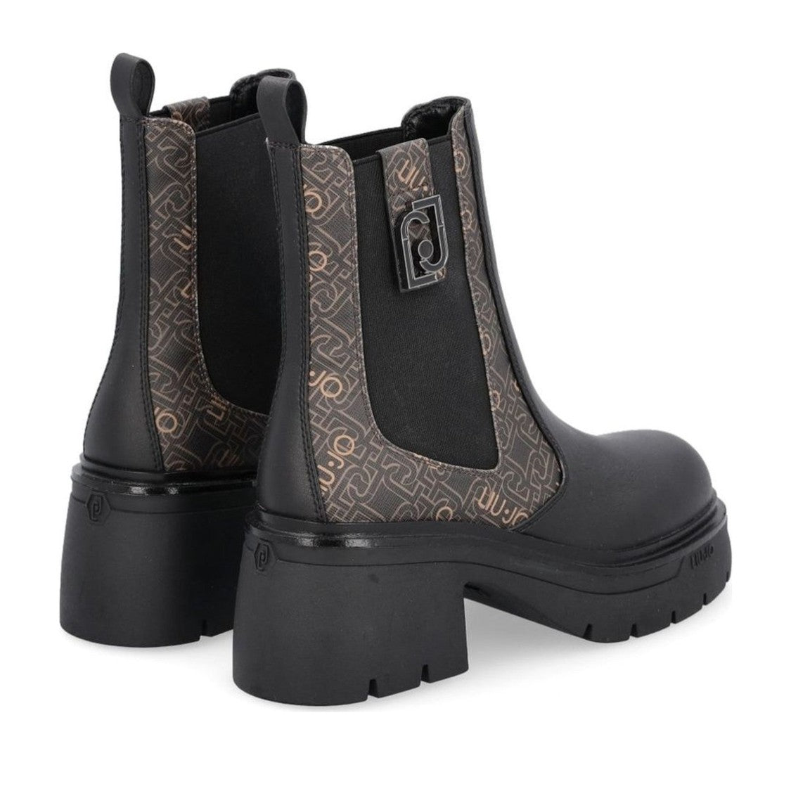Liu Jo Black Carrie 01 Chunky Block Heel Elastic Panel Boots