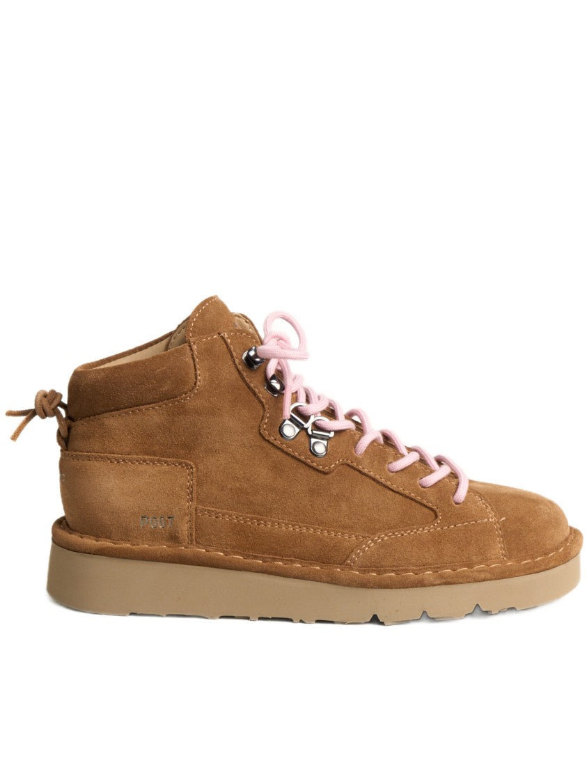 Panchic Mid-Top Suede Sneakers With Contrasting Laces And Textured Sole