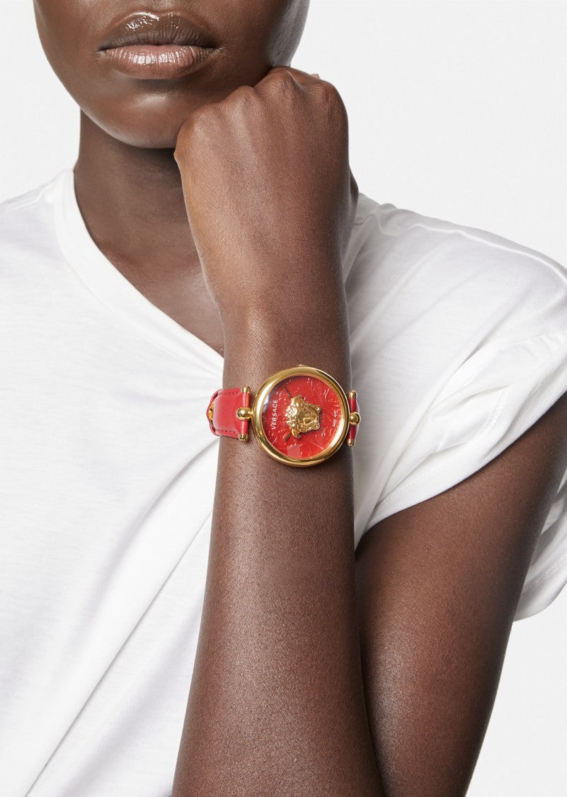 Versace Palazzo Empire Barocco Gold-Tone Watch With Red Dial