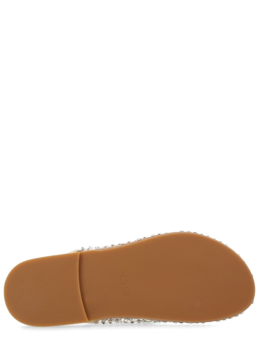 Alysi Neutrals Rhinestone Mesh Flat Mules