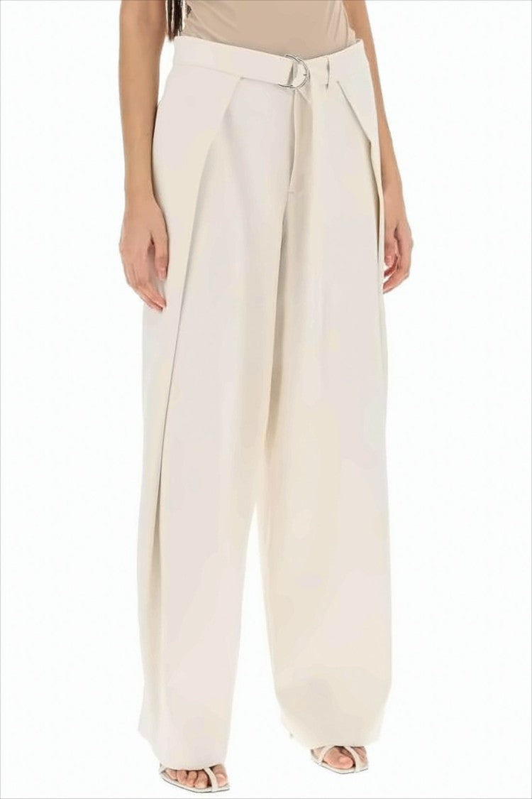 Ami Wide-Leg Pants With Double D-Ring Belt