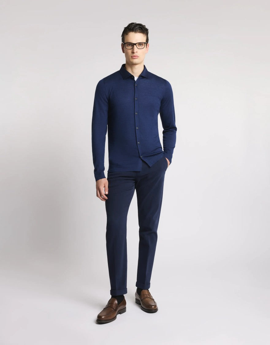Fay Exclusive Royal Blue Cardigan With Wool-Silk Blend
