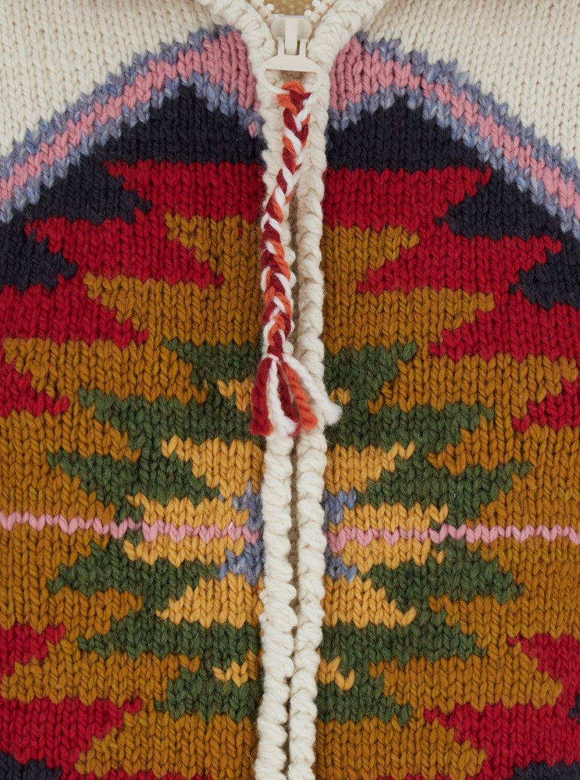 Frantic Multicolor Cardigan With Spread Collar