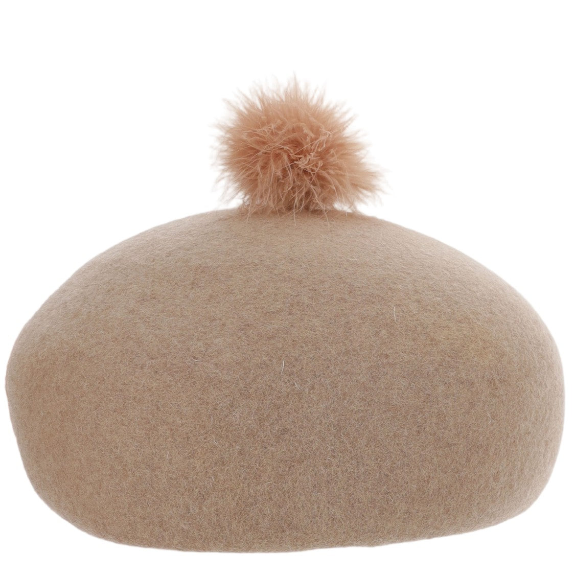 Alexia Alvarez De Toledo Beige Stiff Wool Pom-Pom Beanie Hat