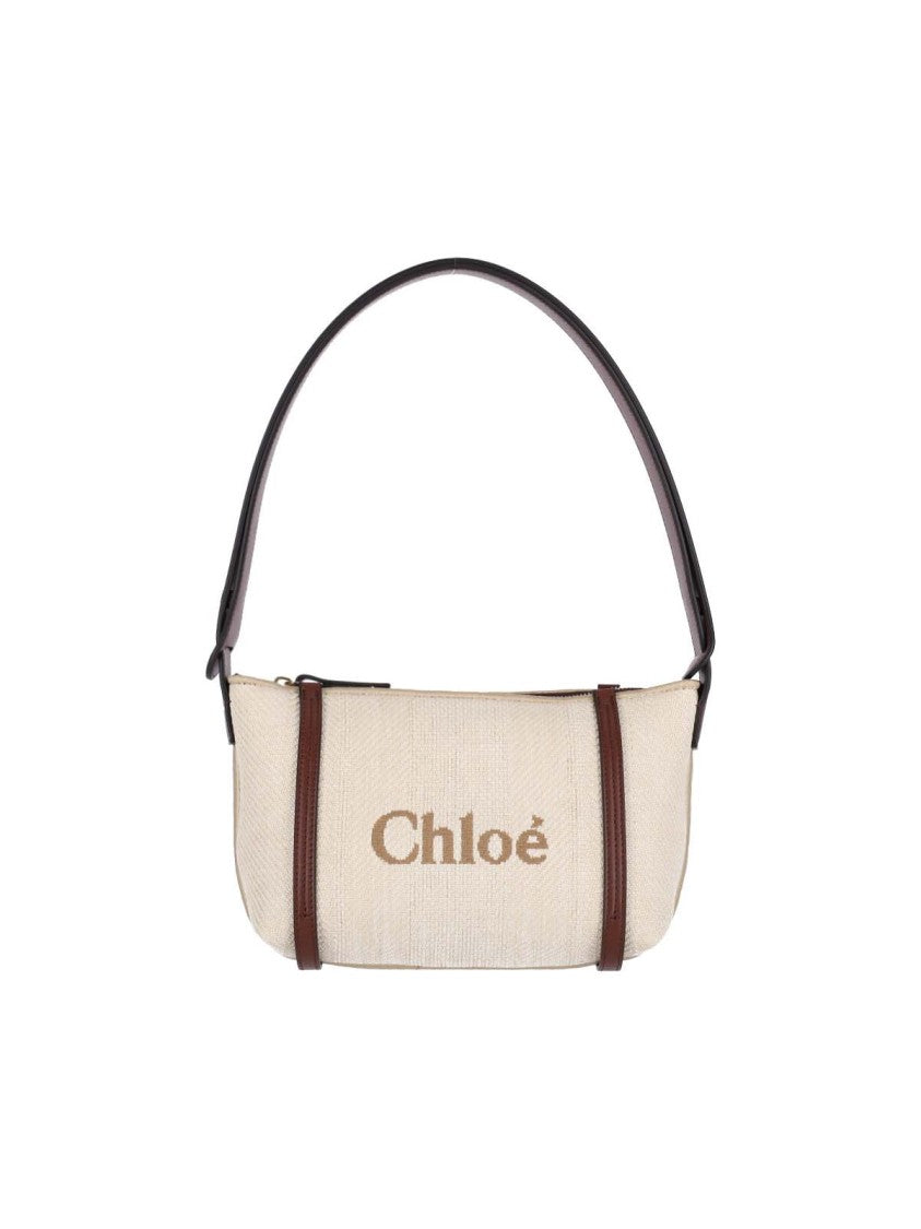 Chloé Structured Canvas Shoulder Bag With Leather Accents