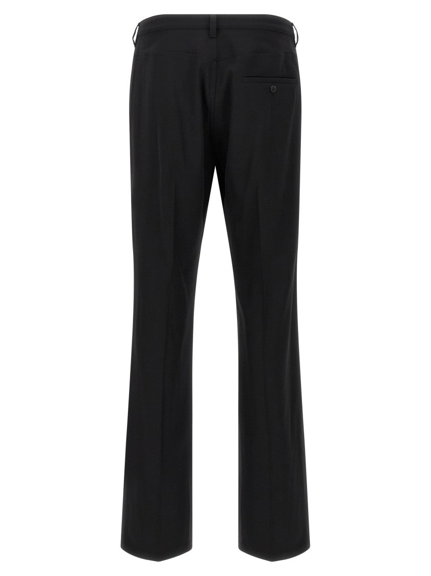 Balenciaga Ruffled Leg Stretch Wool Twill Pants