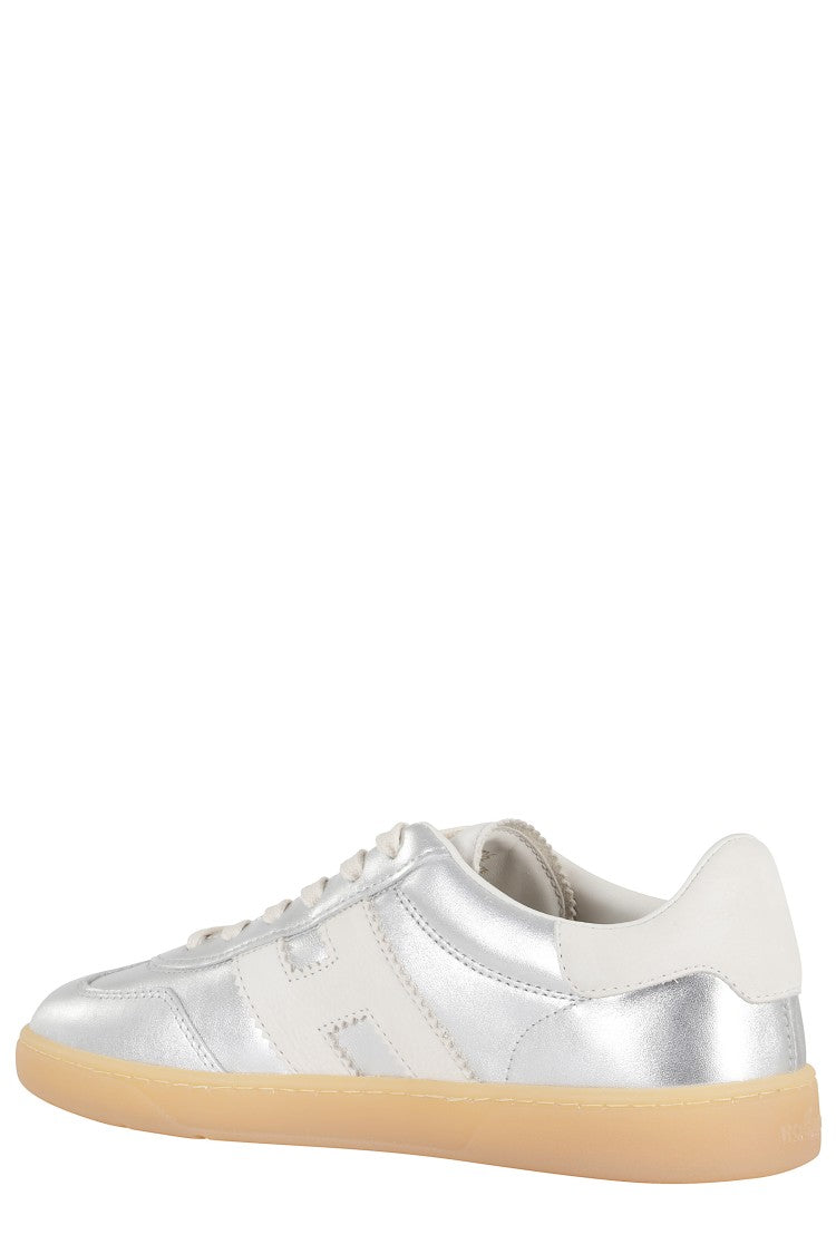 Hogan Silver Cool Laced Metallic Leather Sneakers