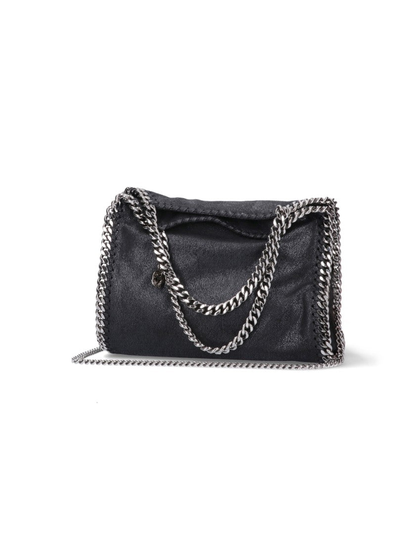Stella Mccartney Textured Black Silver Chain Shoulder Bag