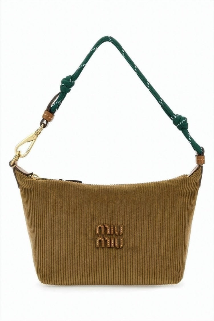 Miu Miu Ribbed Cotton Clutch With Knotted Strap