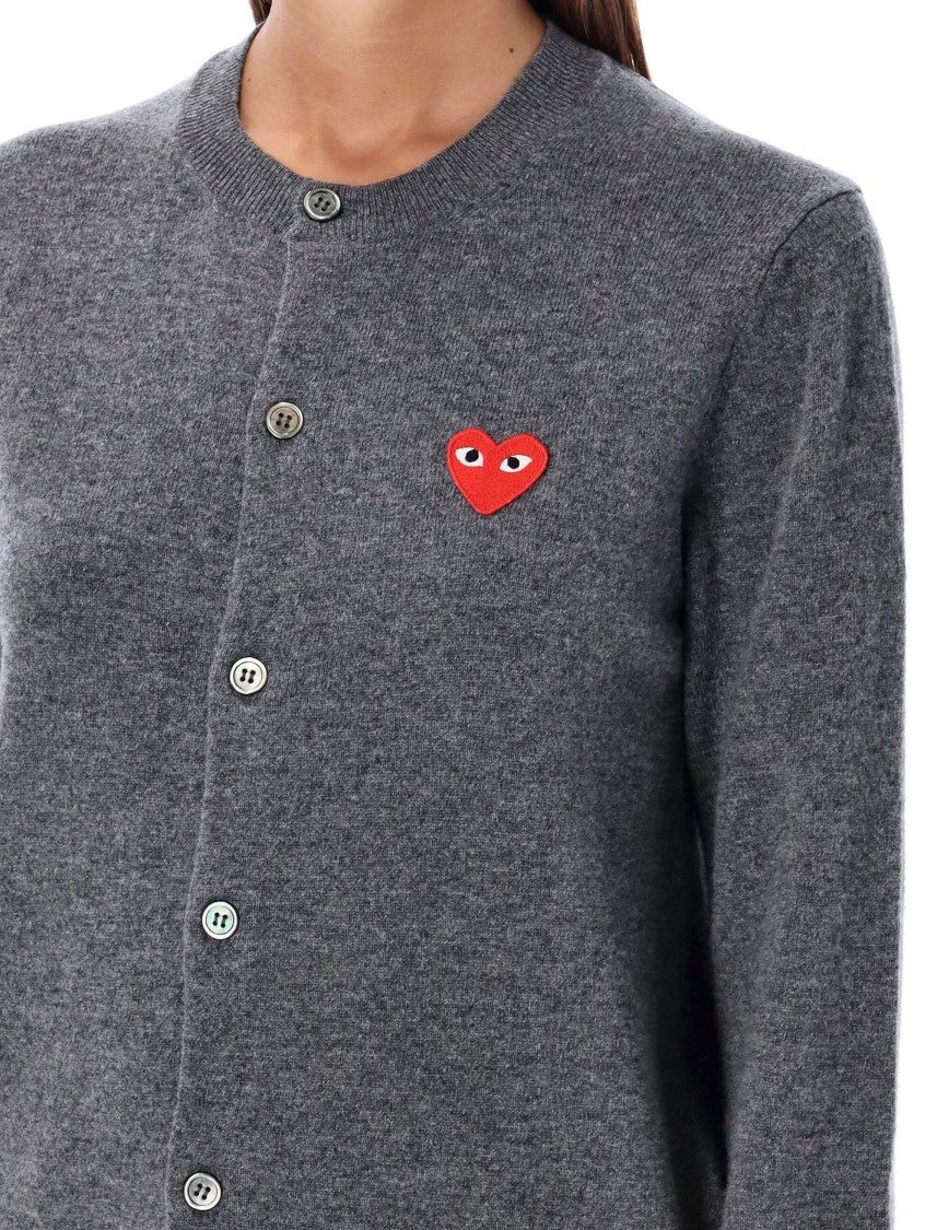 Comme Des Garçons Button-Up Knit Cardigan With Heart Patch Detail