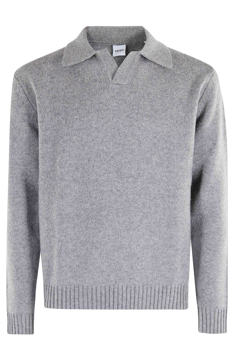 Aspesi Shirt Collar Shetland Wool Sweater